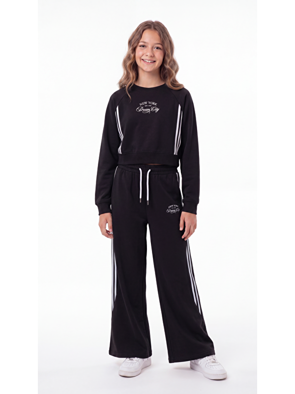 Mışıl Kids New York Dream City Baskılı Yumaşak Dokulu-Comfort Kumaş Kız Çocuk Alt Üst Eşofman Takımı