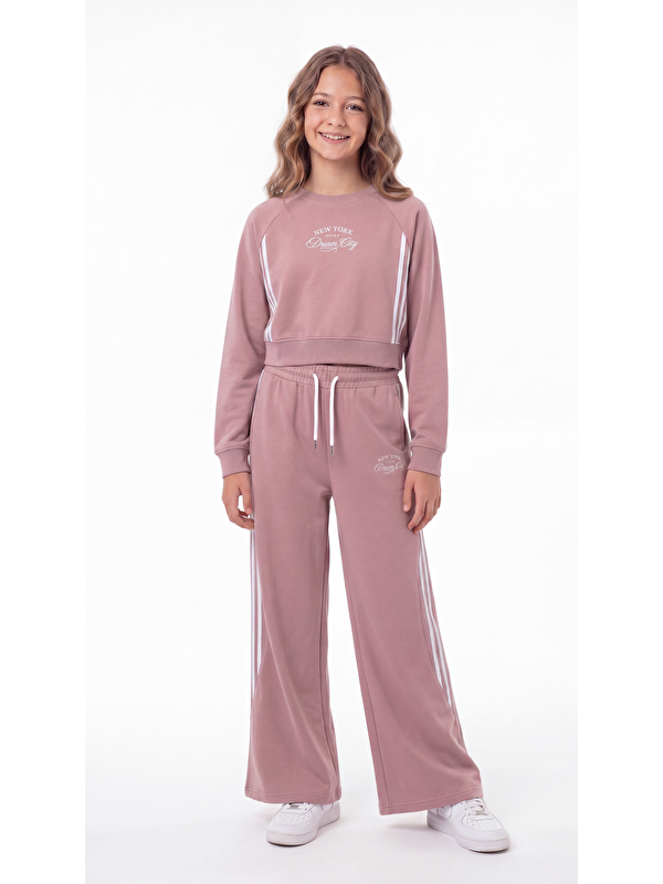 Mışıl Kids New York Dream City Baskılı Yumaşak Dokulu-Comfort Kumaş Kız Çocuk Alt Üst Eşofman Takımı