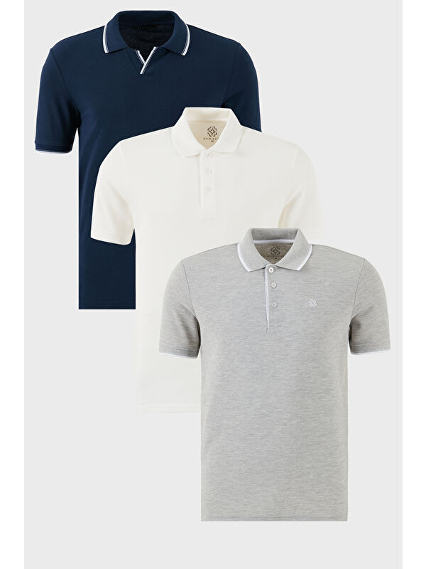 Buratti Pamuklu Regular Fit 3'lü Paket Polo Yaka Tişört 59029641827S3
