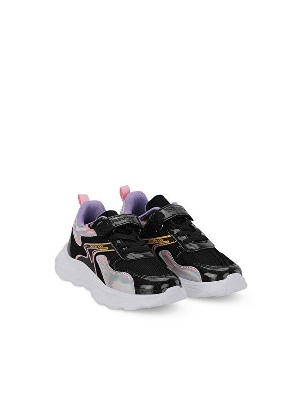 KAROLIS Kız Çocuk Cırt Cırtlı Siyah / Mor Günlük Spor Ayakkabısı - Görsel 3