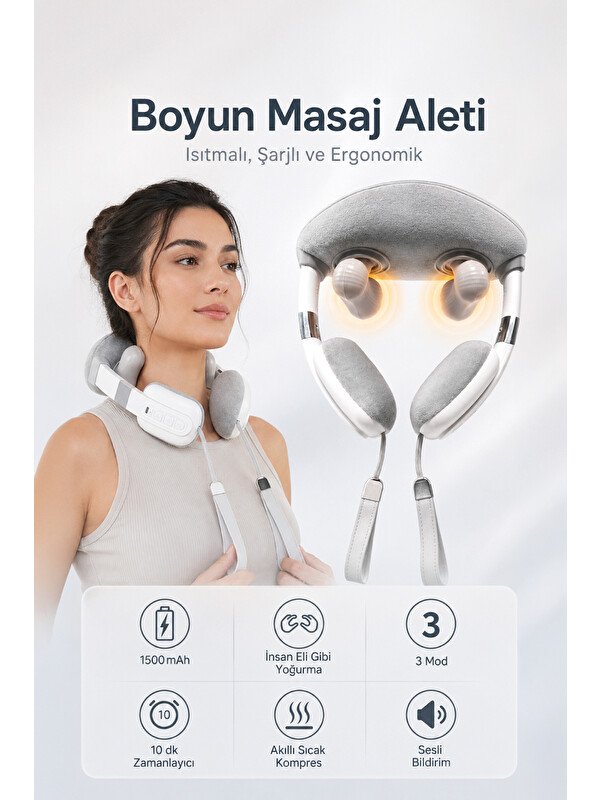 WALKE El Hissi Veren Şarjlı Isıtmalı Omuz Boyun Sırt Bacak Masaj Aleti B-01