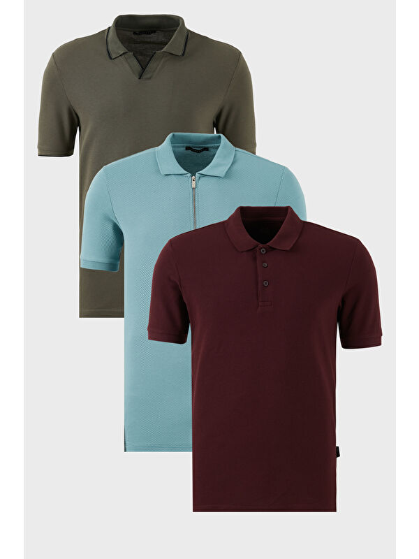 Buratti Pamuklu Regular Fit 3'lü Paket Polo Yaka Tişört 59029641527S3