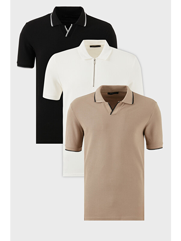 Buratti Pamuklu Regular Fit 3'lü Paket Polo Yaka Tişört 590296415S3