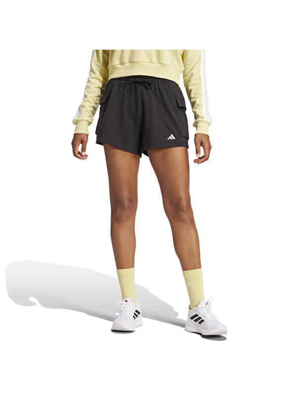 Adidas Essentials Small Logo French Terry Kadın Siyah Kargo Şort