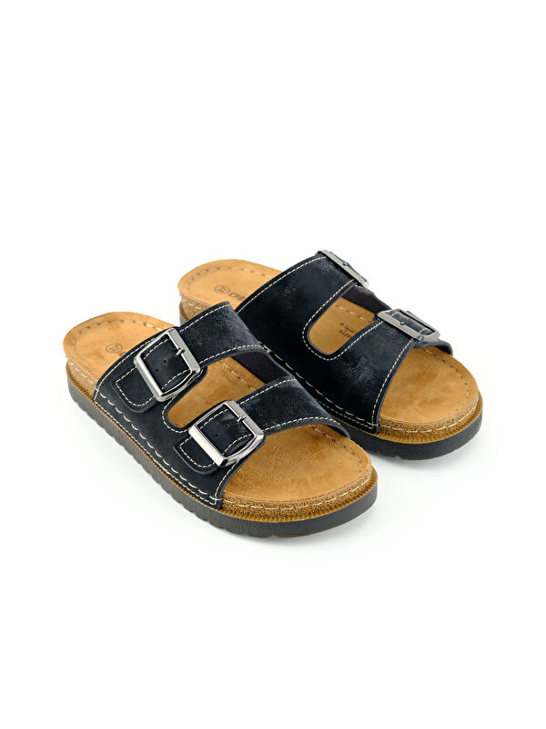 Kadın Yazlık Suni Deri İki Toka Ayarlanabilir Comfort Taban Günlük Terlik - Görsel 4