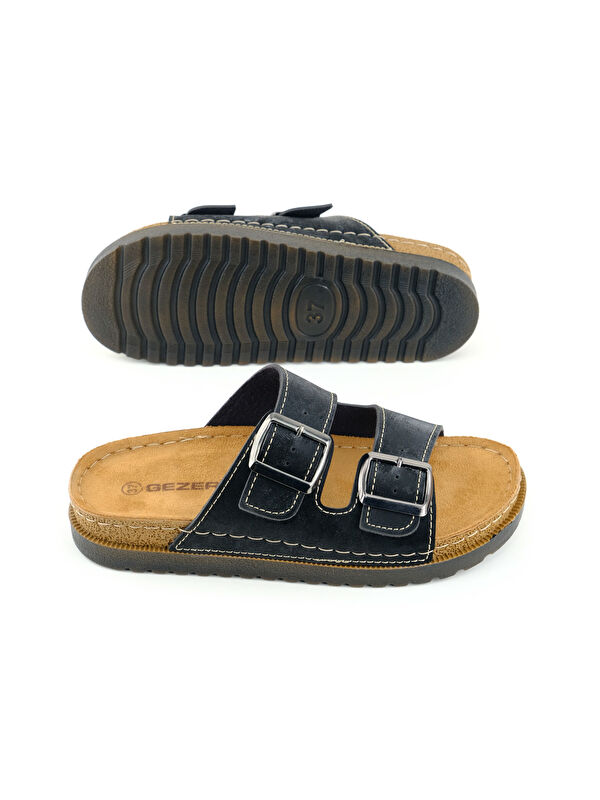 Kadın Yazlık Suni Deri İki Toka Ayarlanabilir Comfort Taban Günlük Terlik - Görsel 6