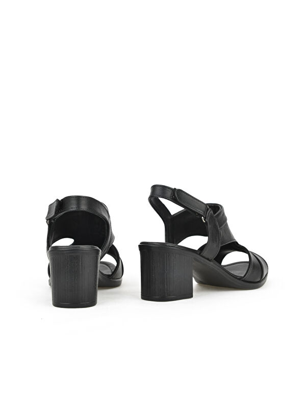 Kadın Hakiki Deri Topuklu Sandalet 1511020Z2211 Siyah - Görsel 4