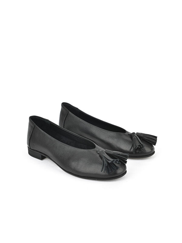 Ziya Ayakkabi Gri Ziya Ayakkabi Hakiki Deri Kadın Babet 1511033Z2145