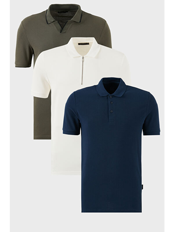 Buratti Pamuklu Regular Fit 3'lü Paket Polo Yaka Tişört 59029641527S3