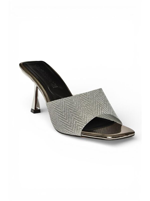 Fox Shoes Platin Kadın Topuklu Terlik Y820179134