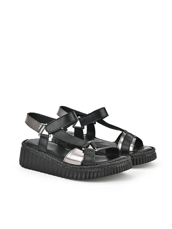 Kadın Hakiki Deri Sandalet 1511008Z413 Siyah - Görsel 3