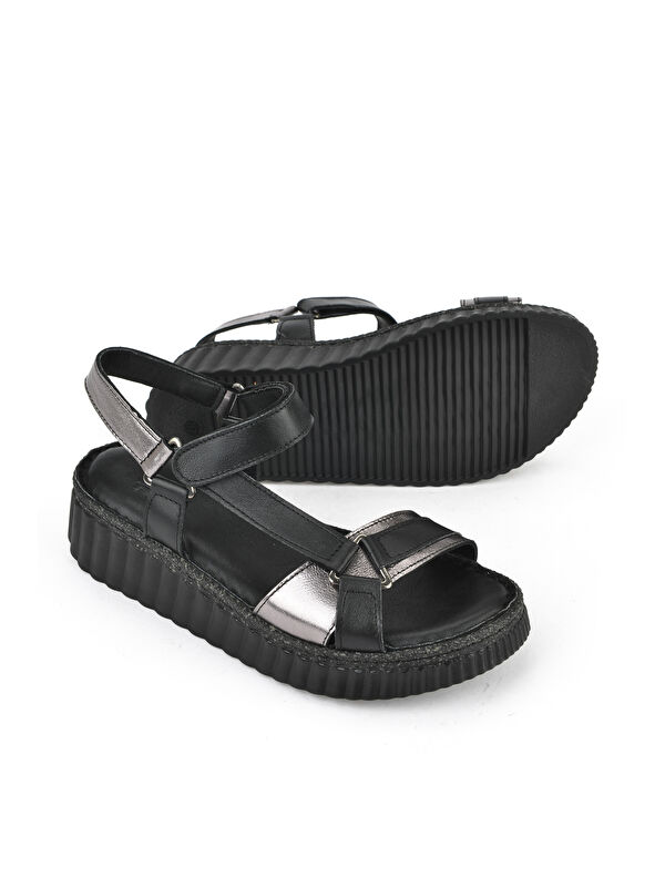 Kadın Hakiki Deri Sandalet 1511008Z413 Siyah - Görsel 5