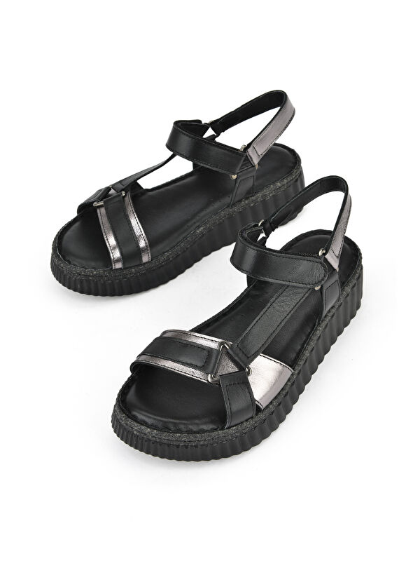 Kadın Hakiki Deri Sandalet 1511008Z413 Siyah - Görsel 6