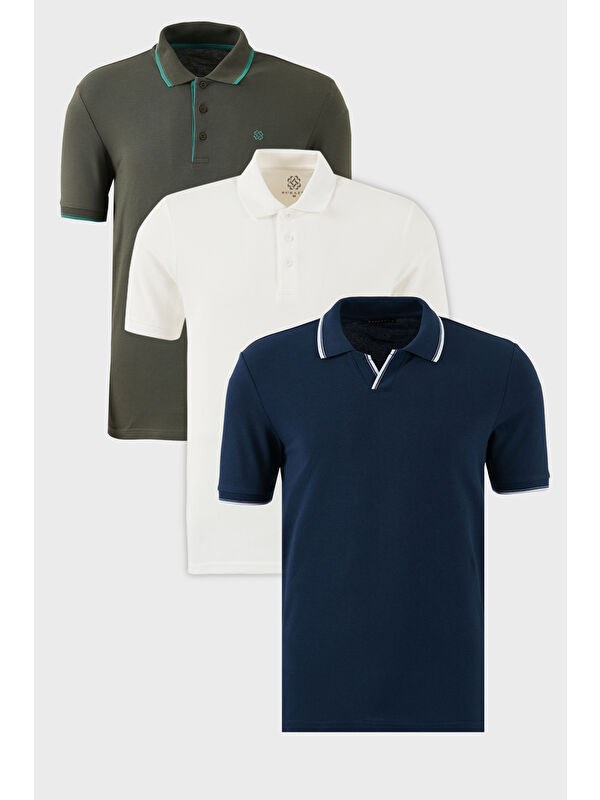Buratti Pamuklu Regular Fit 3'lü Paket Polo Yaka Tişört 59029641827S3