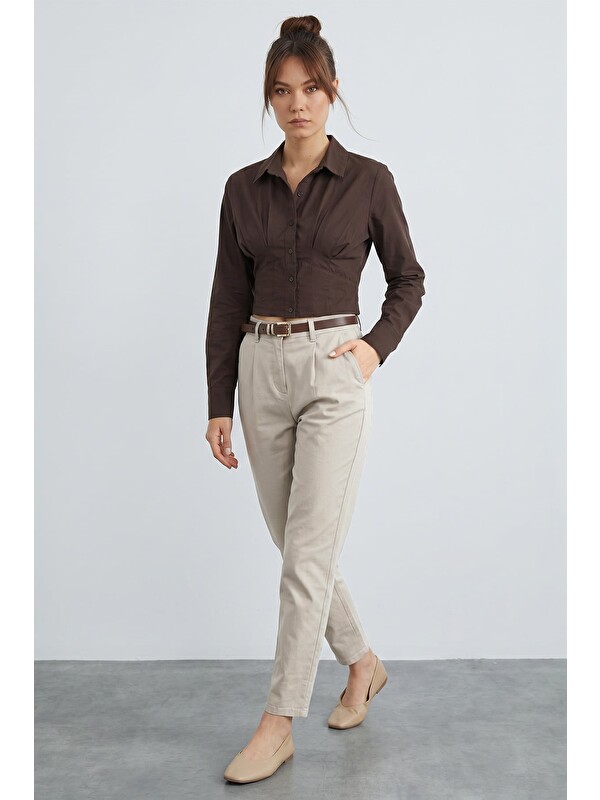 Fullamoda Kemerli Cepli Gabardin Pantolon