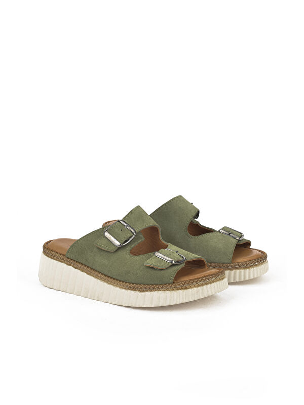 Kadın Hakiki Deri Terlik 1511008Z1882 Yeşil - Görsel 3