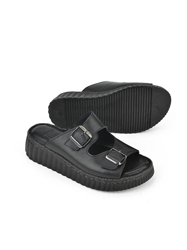 Kadın Hakiki Deri Terlik 1511008Z188 Siyah - Görsel 5