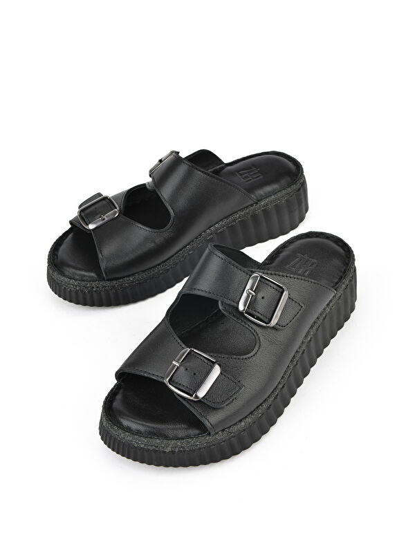 Kadın Hakiki Deri Terlik 1511008Z188 Siyah - Görsel 6