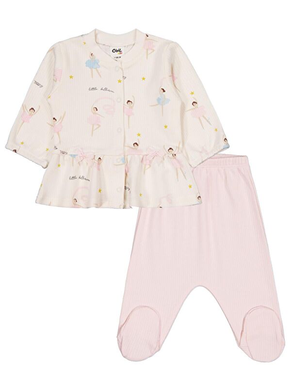 Civil Baby Balerin Empirme 1-9 Ay Pijama Takımı - Ekru
