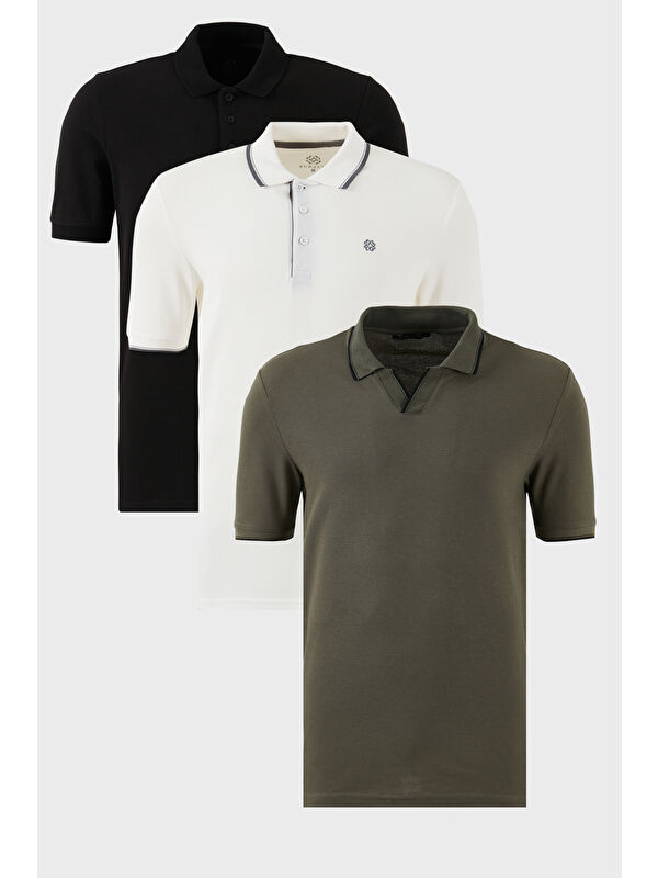 Buratti Pamuklu Regular Fit 3'lü Paket Polo Yaka Tişört 59029641827S3