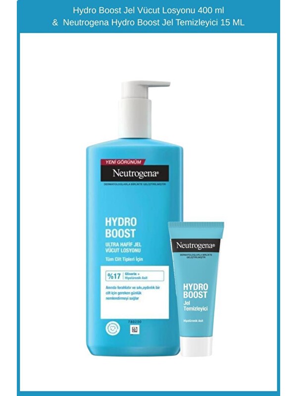 Neutrogena Hydro Boost Jel Vücut Losyonu 400 ml & Hydro Boost Jel Temizleyici 15 ML