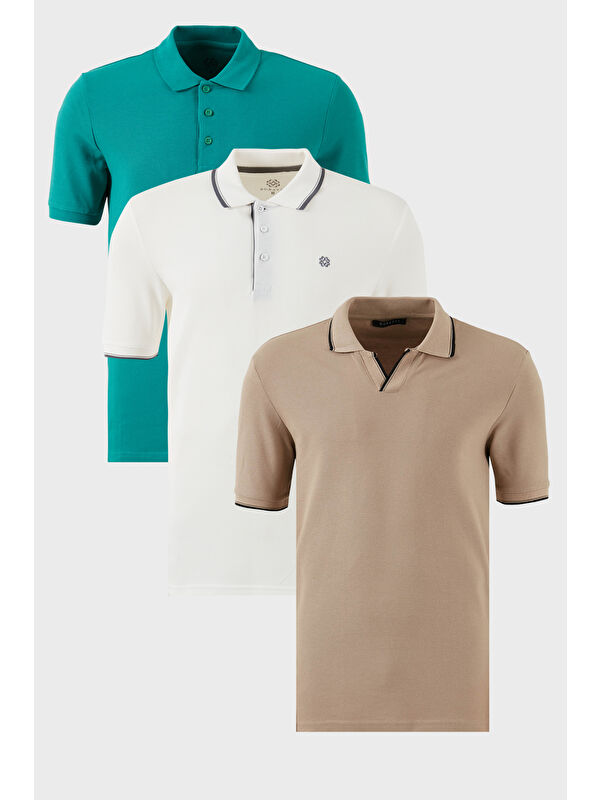 Buratti Pamuklu Regular Fit 3'lü Paket Polo Yaka Tişört 59029641827S3