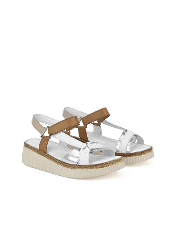 Kadın Hakiki Deri Sandalet 1511008Z413 Beyaz - Görsel 3