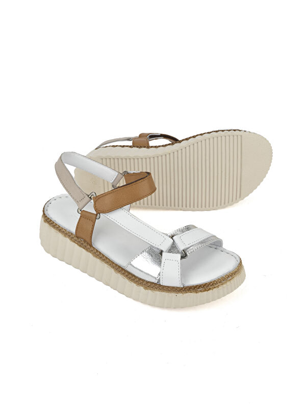 Kadın Hakiki Deri Sandalet 1511008Z413 Beyaz - Görsel 5