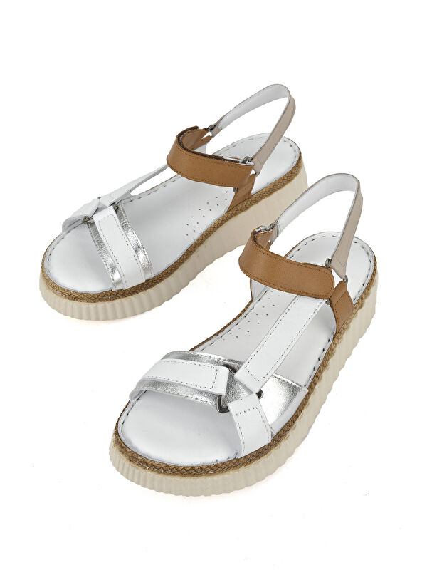 Kadın Hakiki Deri Sandalet 1511008Z413 Beyaz - Görsel 6