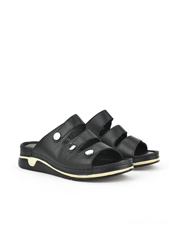 Kadın Hakiki Deri Terlik 1511008Z15 Siyah - Görsel 3