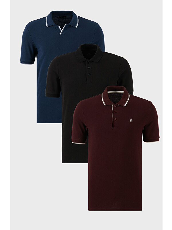 Buratti Pamuklu Regular Fit 3'lü Paket Polo Yaka Tişört 59029641827S3