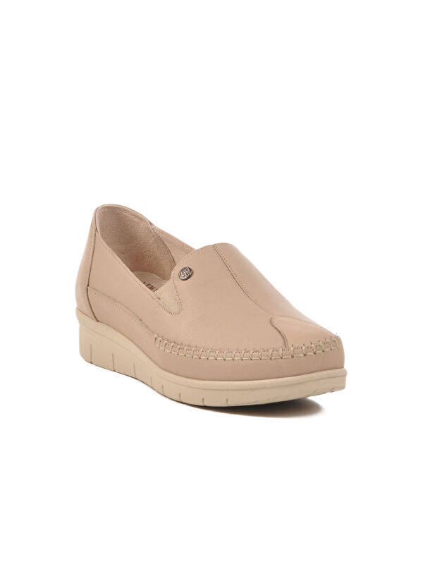 Krem Hakiki Deri Anatomik Kadın Casual Ayakkabı 664 Z - Görsel 4