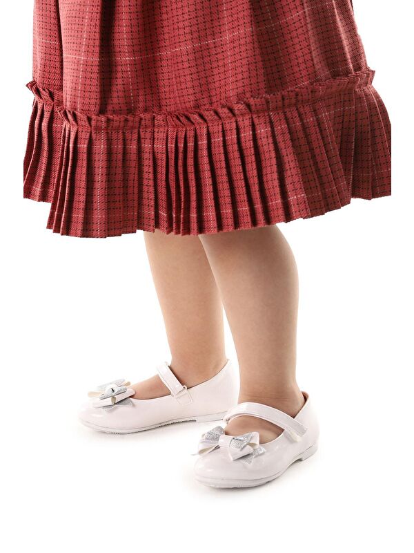 Cırtlı Kum Sim Fiyonklu Kız Çocuk Babet Ayakkabı Ege 202 Rugan - Görsel 4