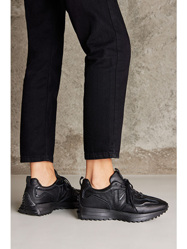 Kadın Hakiki Deri Sneaker 1431000Z4660 Siyah - Görsel 8