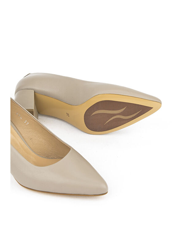 Kadın Hakiki Deri Topuklu Ayakkabı 1511030Z974 Taş - Görsel 5