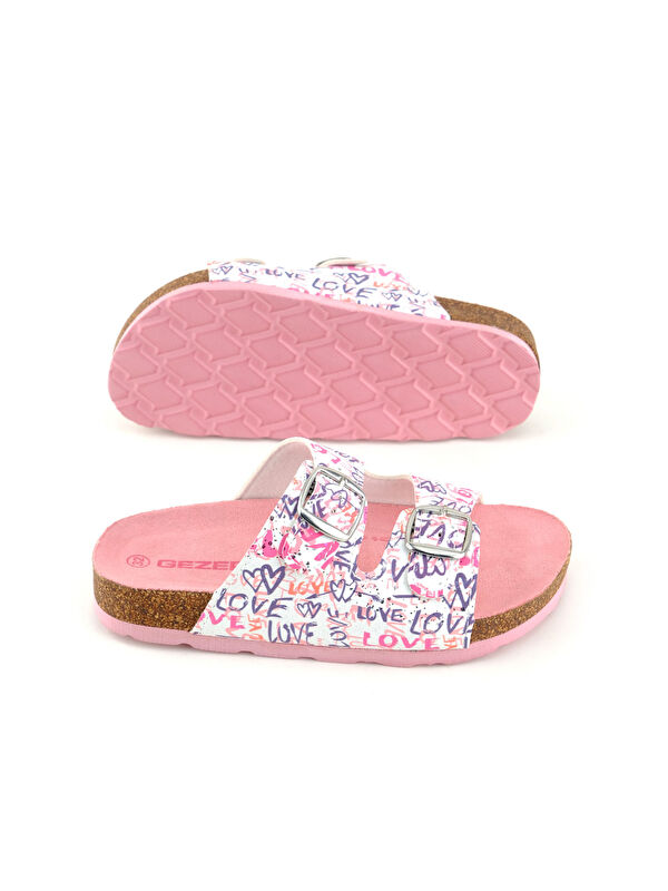 Kız Çocuk Yazlık Rahat Mantar PVC Taban İki Toka Ayarlanabilir Günlük Terlik - Görsel 6