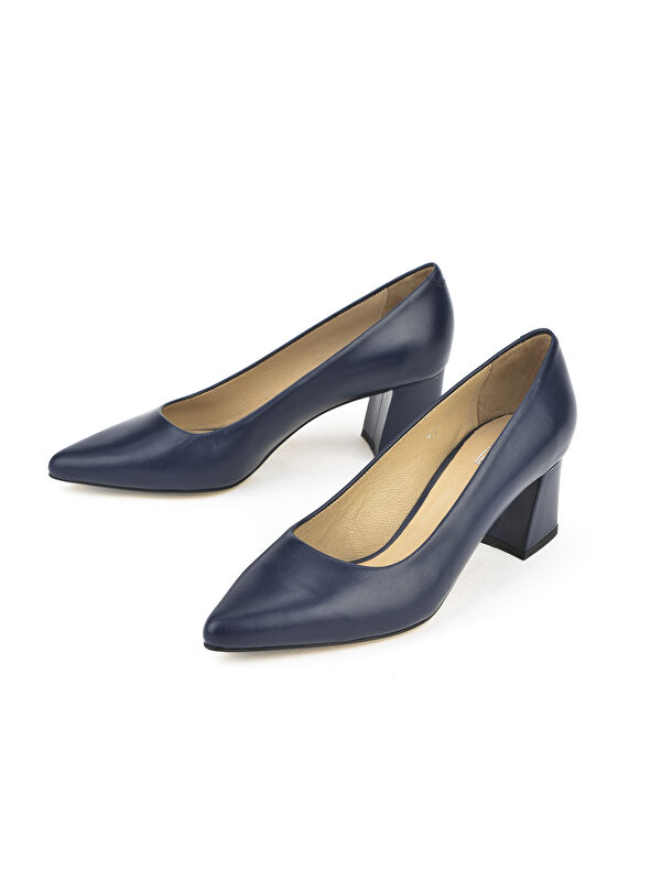 Kadın Hakiki Deri Topuklu Ayakkabı 1511030Z974 Lacivert - Görsel 5