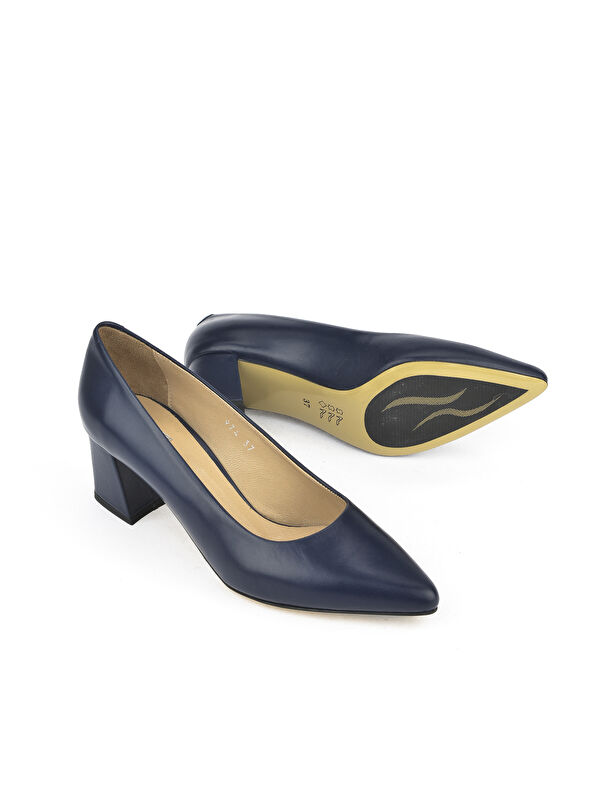 Kadın Hakiki Deri Topuklu Ayakkabı 1511030Z974 Lacivert - Görsel 6