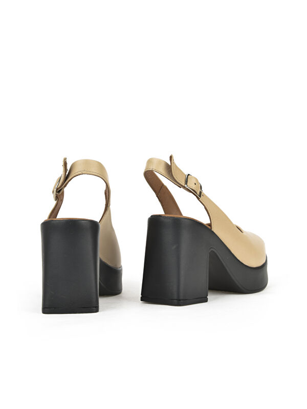 Kadın Hakiki Deri Topuklu Sandalet 151992Z28003 Bej - Görsel 3