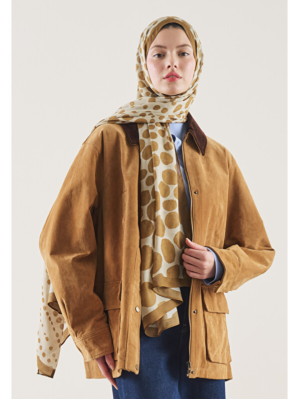Fresh Scarfs Polka Dots Desen Rami Şal Hardal