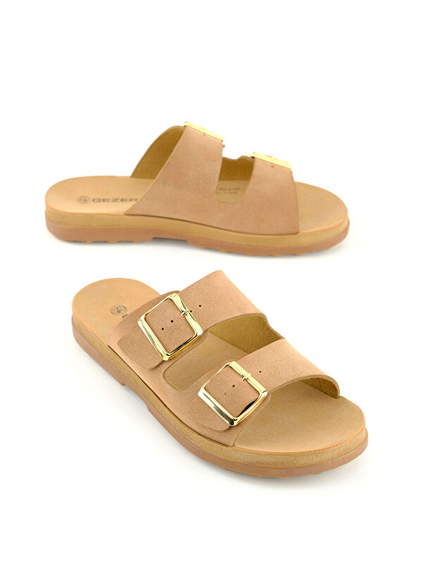 Kadın Yazlık Suni Deri İki Toka Ayarlanabilir Comfort Taban Günlük Terlik - Görsel 2