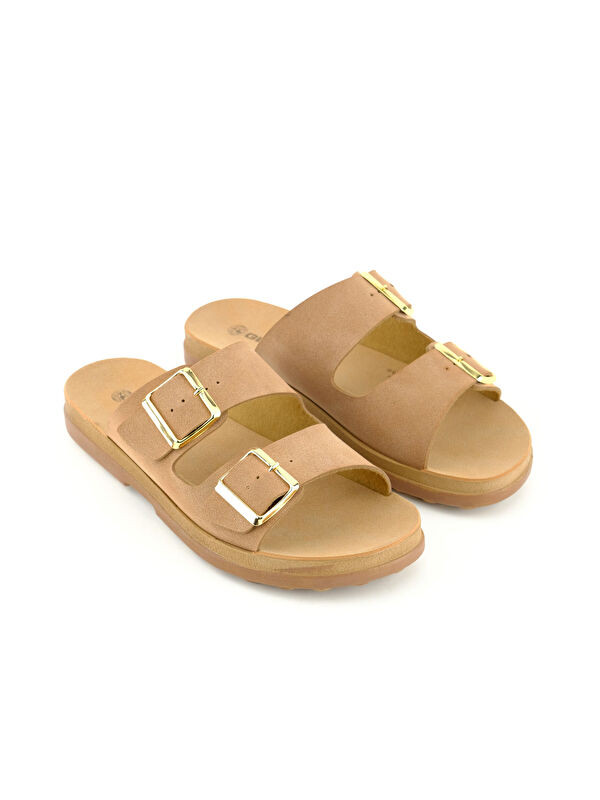 Kadın Yazlık Suni Deri İki Toka Ayarlanabilir Comfort Taban Günlük Terlik - Görsel 4