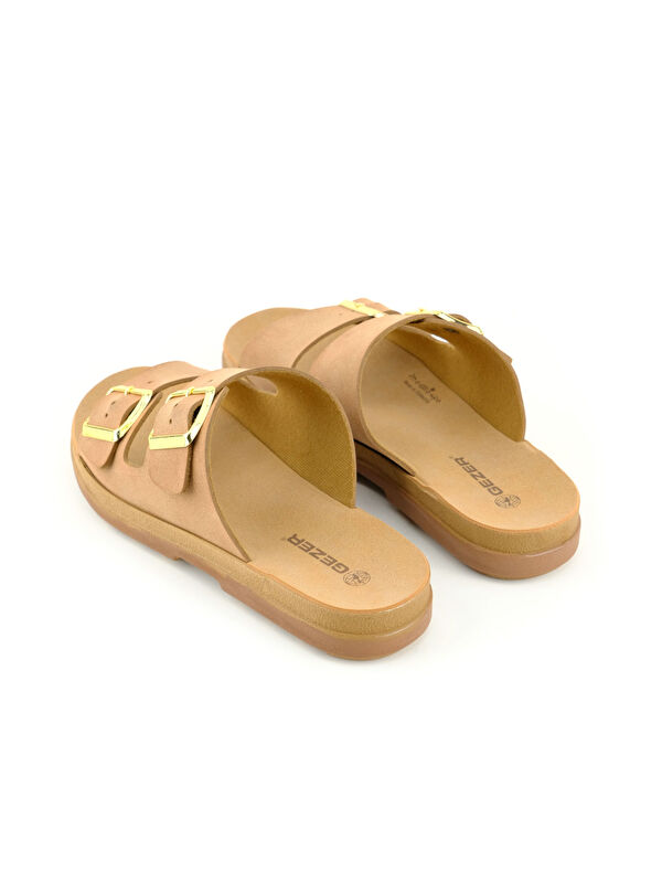 Kadın Yazlık Suni Deri İki Toka Ayarlanabilir Comfort Taban Günlük Terlik - Görsel 5