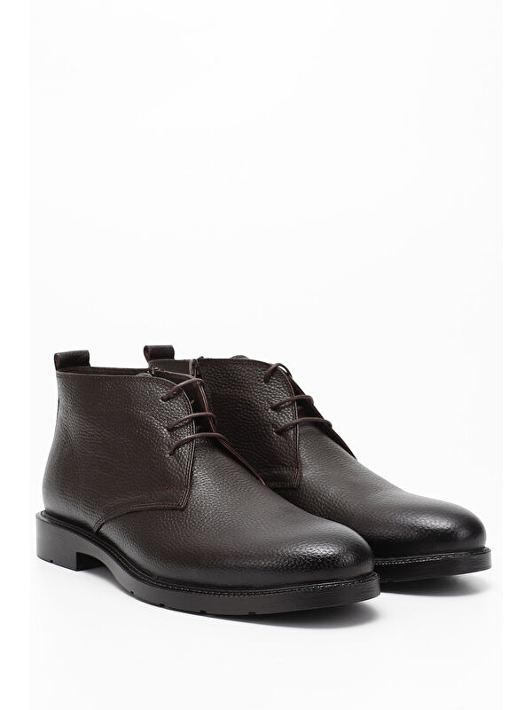 ORTA KAHVERENGİ Hakiki Deri Fermuarlı Bağcıklı Erkek Bot 01785 - Görsel 3