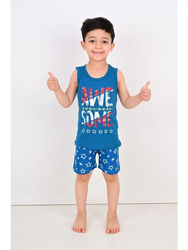 Vitmo Erkek Çocuk Askılı Pijama Takımı Cool Dude Petrol