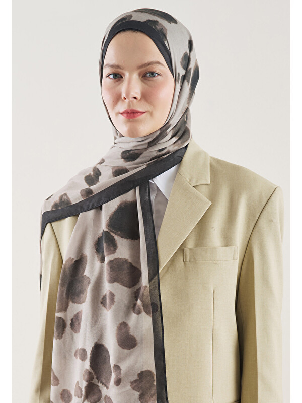 Fresh Scarfs Cow Print Desen Rami Şal Taş