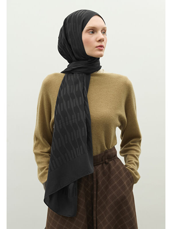 Fresh Scarfs NARA PAMUK FLOŞ JAKARLI ŞAL ANTRASİT