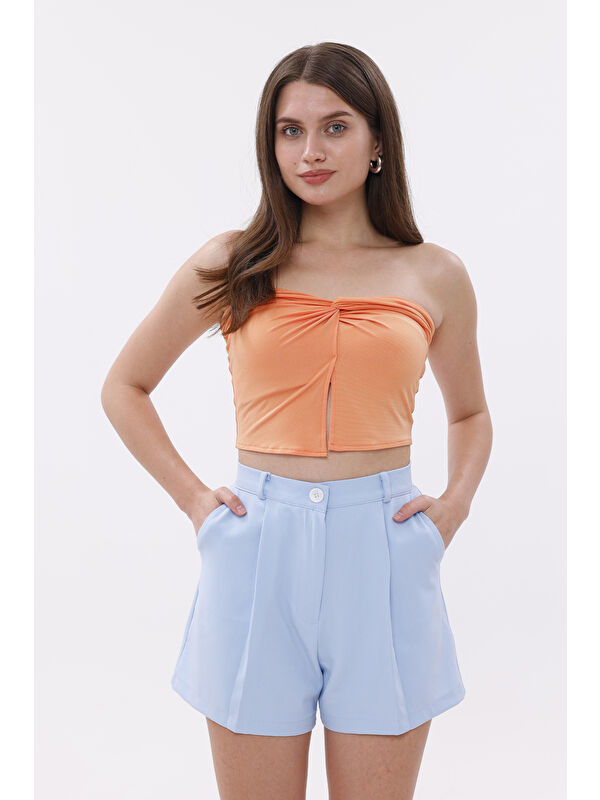 Genius Store FundaChoosesXGenius Kadın Pileli Şort İç Göstermez Lamineli Kadın Şort PİLELİ-ŞORT