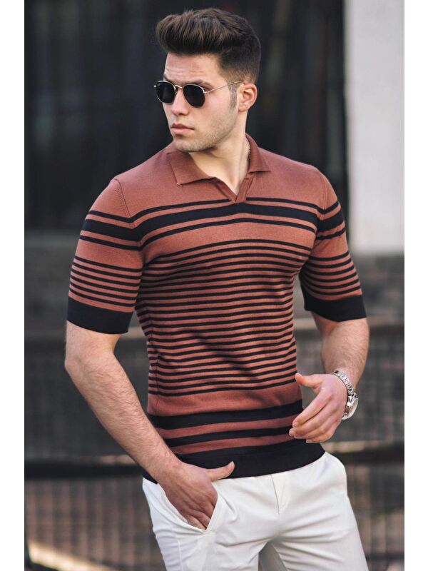 Madmext Kiremit Polo Yaka Erkek Tişört 5083