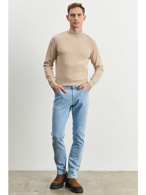 Altınyıldız Classics Erkek Açık Mavi Slim Fit Dar Kesim Magic Denim Esnek Jean Pantolon
